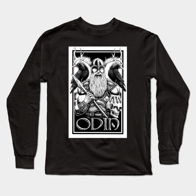 Odin – the All father - black and white Long Sleeve T-Shirt by Stolencheese